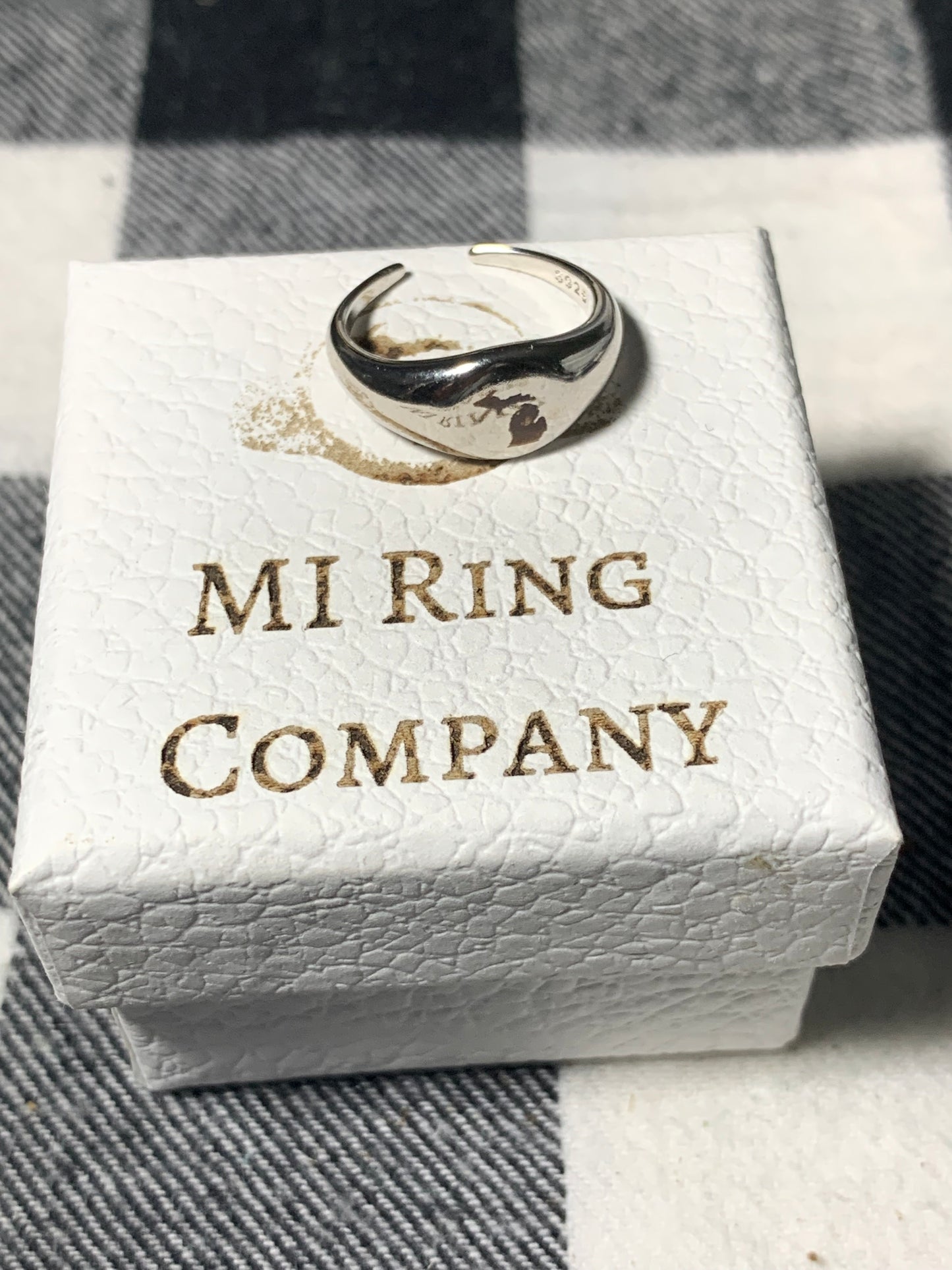 Sterling Silver Adjustable Michigan Signet Ring – Women’s .925 State Pride Jewelry