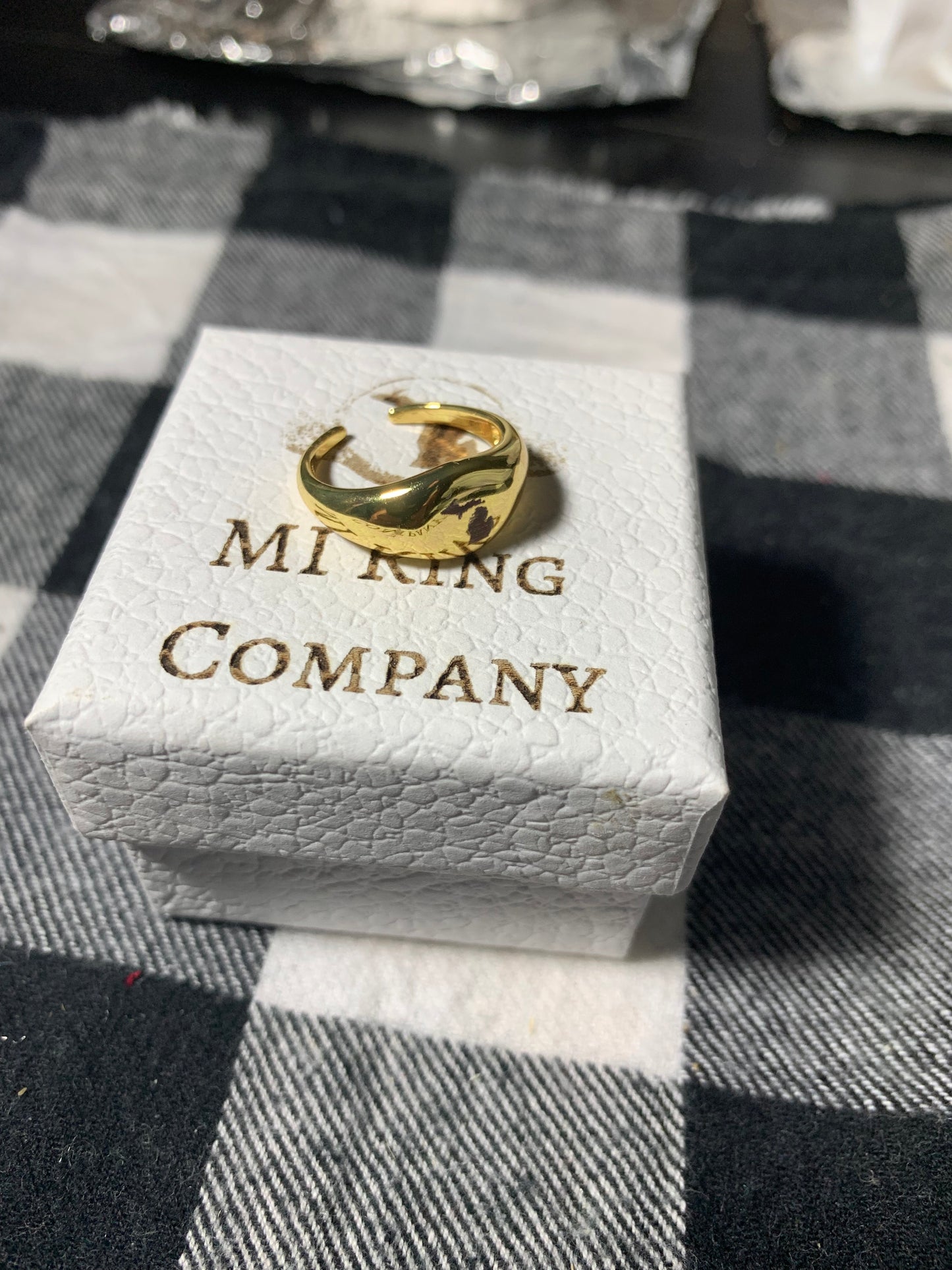 Sterling Silver Adjustable Michigan Signet Ring – Women’s .925 State Pride Jewelry