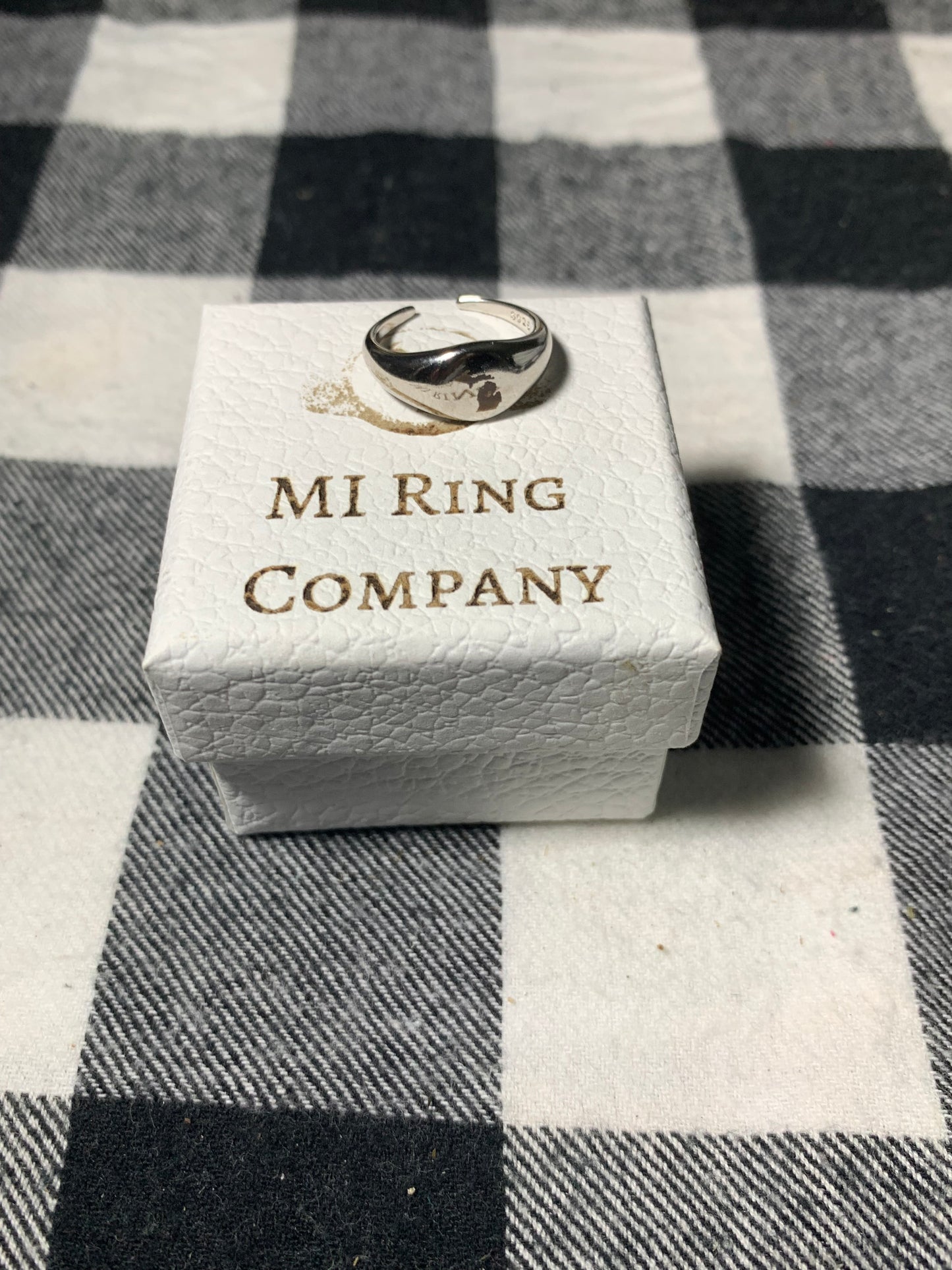 Sterling Silver Adjustable Michigan Signet Ring – Women’s .925 State Pride Jewelry